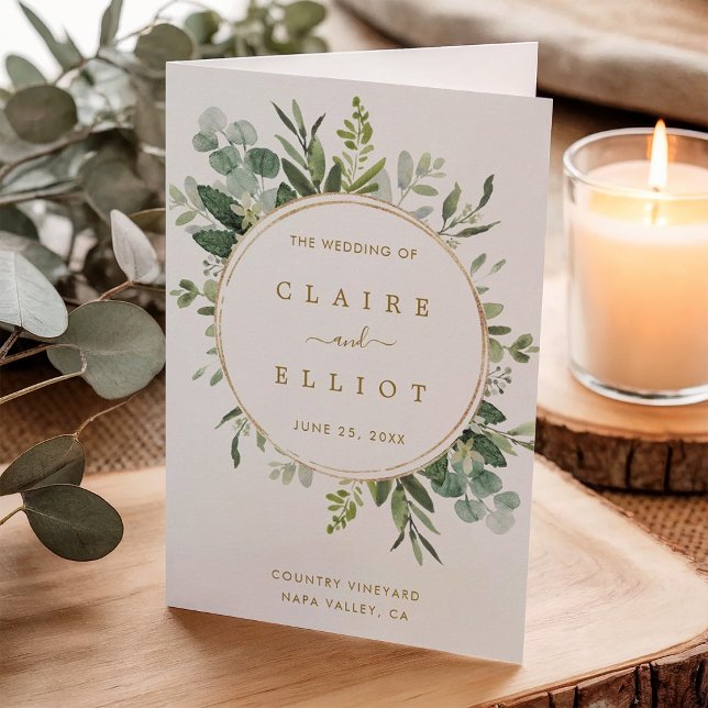 Programme de cérémonie de mariage en verdure botan (Créateur téléchargé)