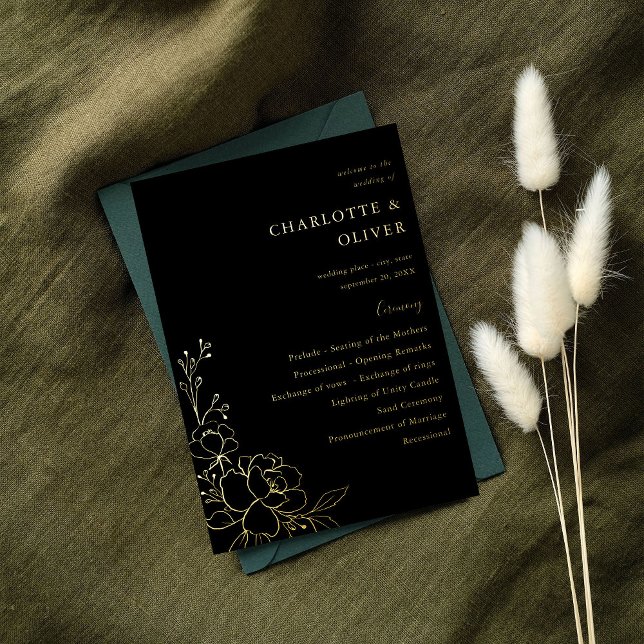 Programme de cérémonie de mariage floral à raie do (Créateur téléchargé)