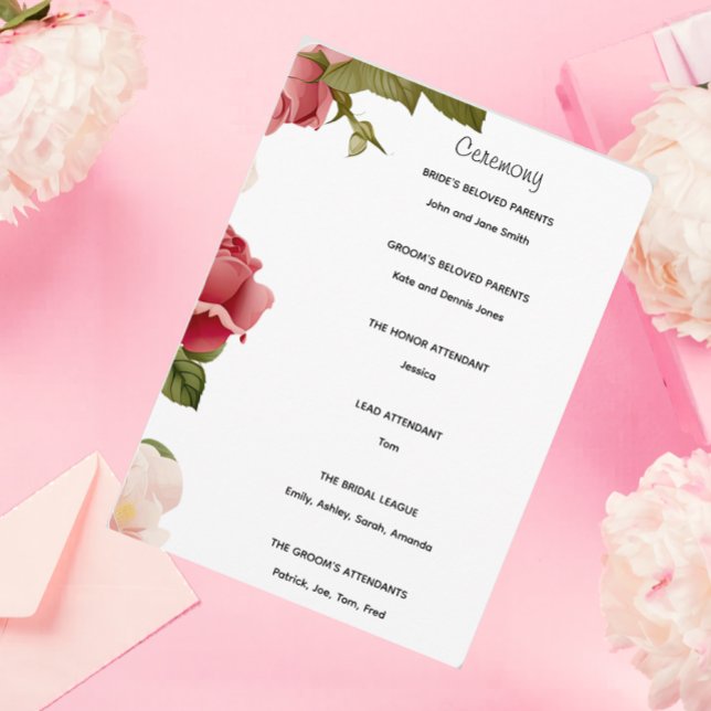 Programme de cérémonie de mariage floral aquarelle (Créateur téléchargé)