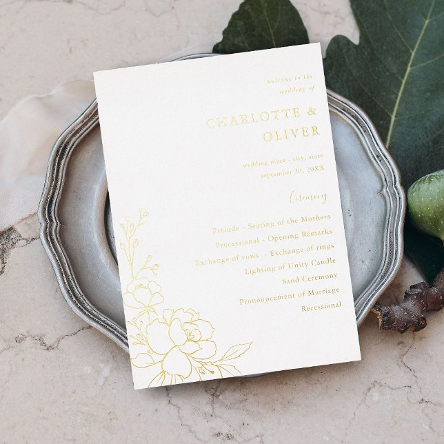 Programme de cérémonie de mariage floral avec des  (Créateur téléchargé)
