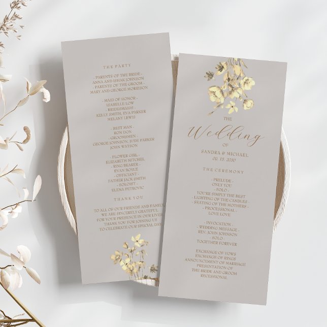 Programme de cérémonie de mariage floral bohème d' (Créateur téléchargé)