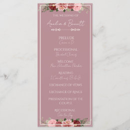 Programme de cérémonie de mariage floral bordeaux