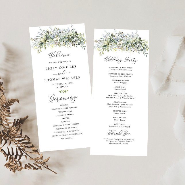 Programme de Cérémonie de Mariage Floral de verdur (Créateur téléchargé)