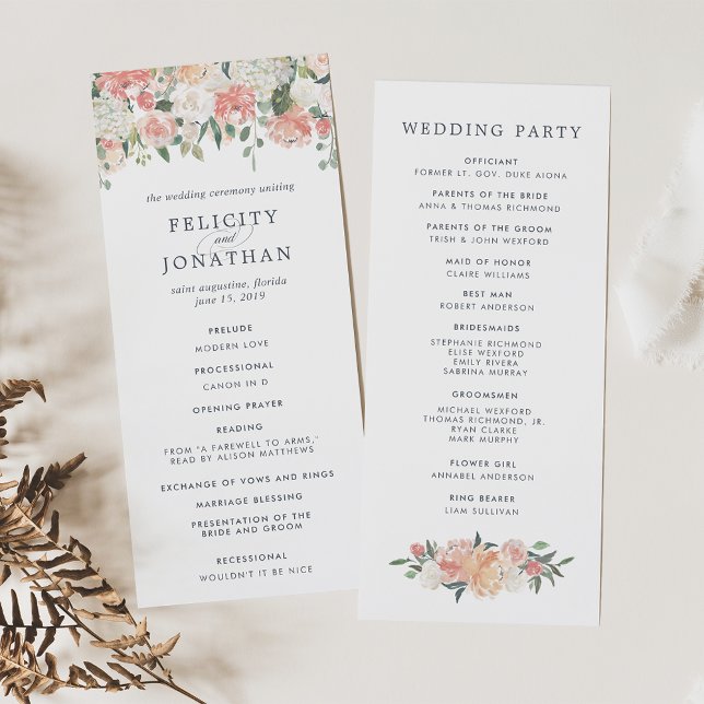 Programme de Cérémonie de Mariage Floral du milieu (Créateur téléchargé)