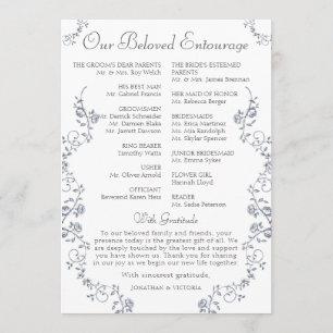 Programme de cérémonie de mariage floral vintage b