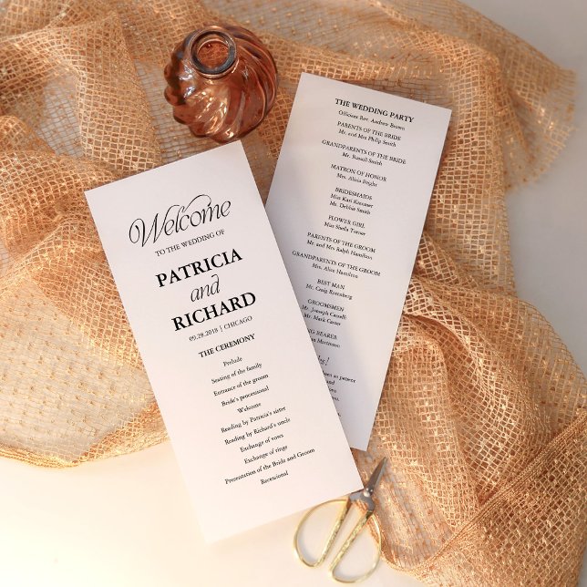 Programme de cérémonie de mariage minimaliste (Créateur téléchargé)