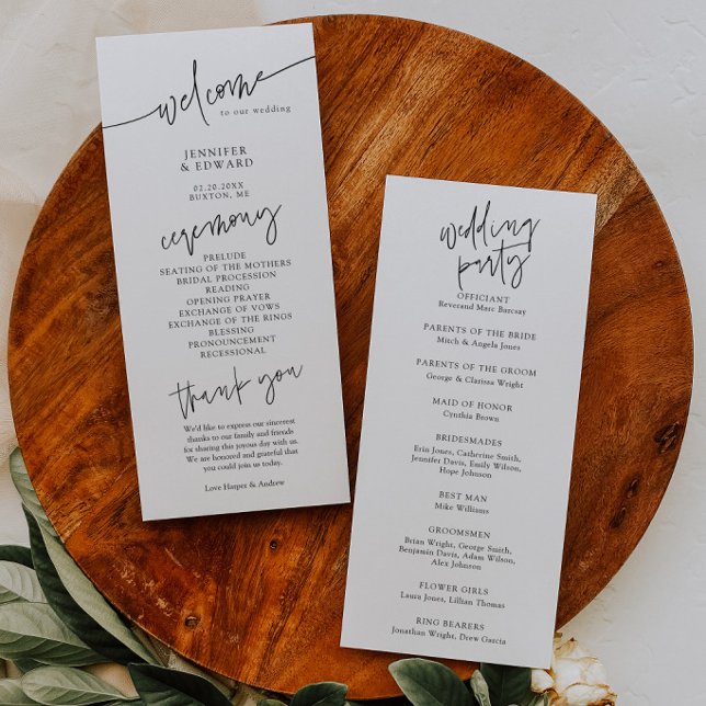 Programme de cérémonie de mariage minimaliste (Créateur téléchargé)