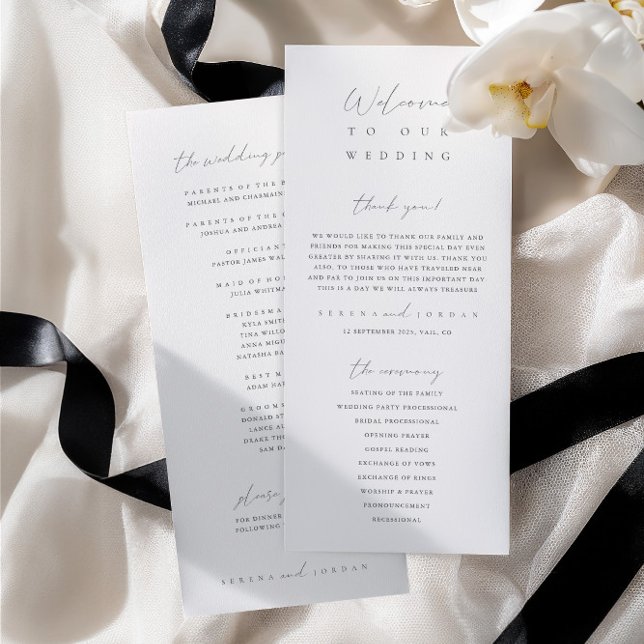 Programme de cérémonie de mariage minimaliste mode (Modern Minimalist Ivory Wedding Ceremony Program)