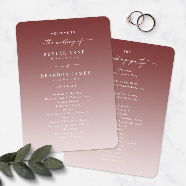 Programme de cérémonie de mariage Ombre Cinnamon & (Créateur téléchargé)