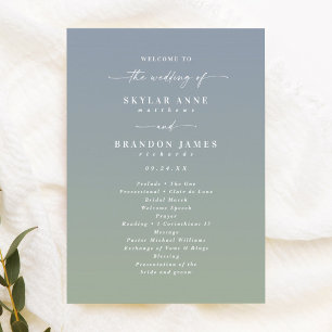 Programme de cérémonie de mariage Ombre Dusty Blue