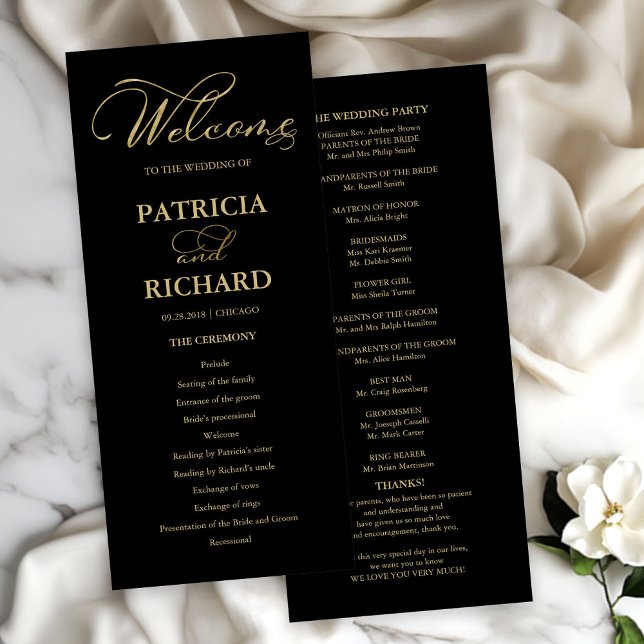 Programme de cérémonie de mariage ordre de la célé (Créateur téléchargé)