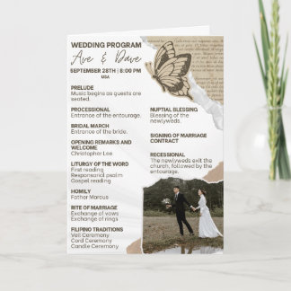 Programme de cérémonie de mariage – Papier déchiré