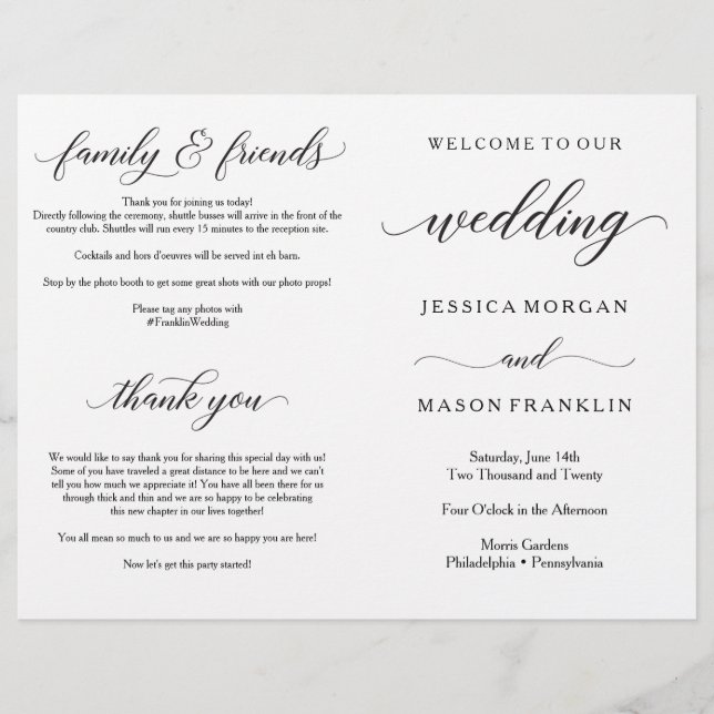 Programme de cérémonie de mariage Programmes pliés (Devant)