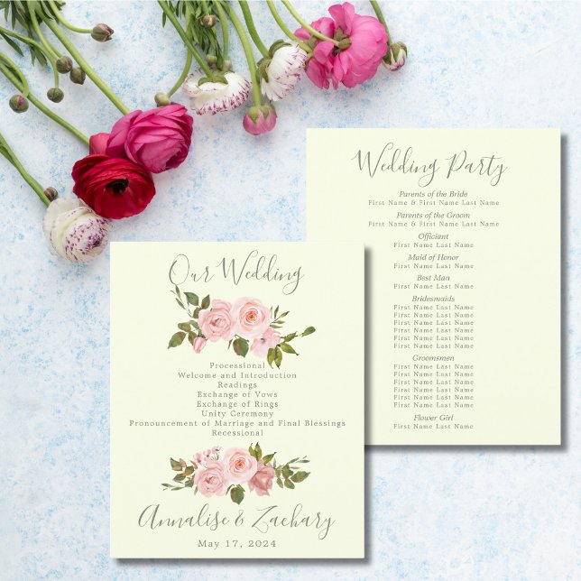 Programme de Cérémonie de Mariage rose pâle (Créateur téléchargé)