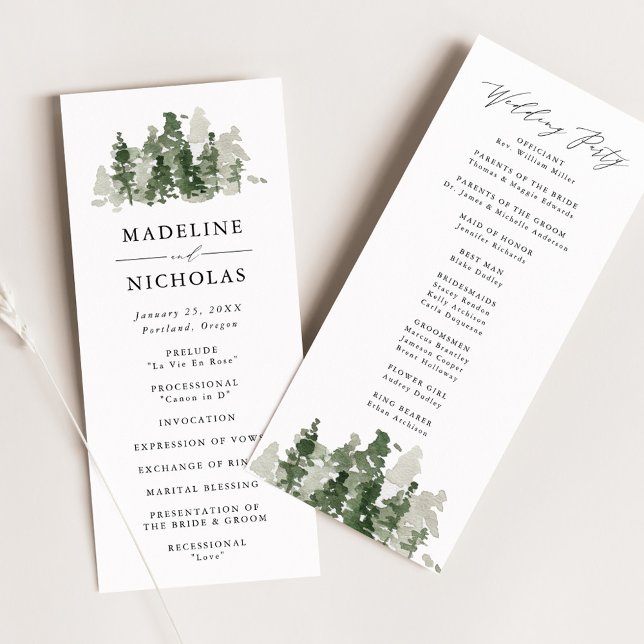 Programme de cérémonie de mariage Rustic Pine Fore (Créateur téléchargé)