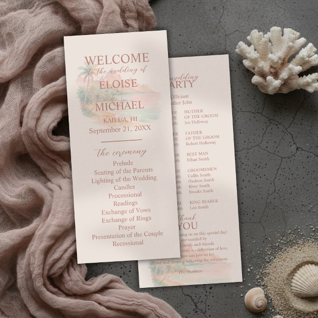 Programme de cérémonie de mariage sur l'île du cou (Tropical Sunset Island Wedding Ceremony Program)