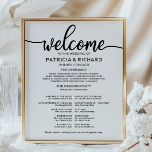 Programme de cérémonie de mariage Tableau simple c