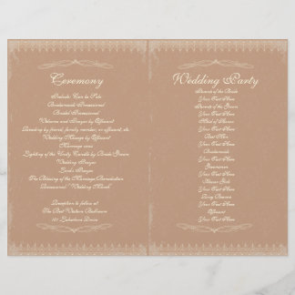 Programme de cérémonie de mariage vintage
