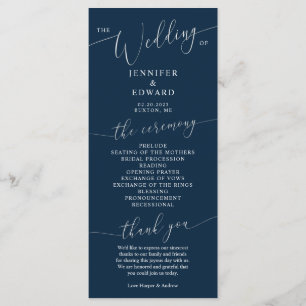 Programme de cérémonie de Mariages minimaux bleu m