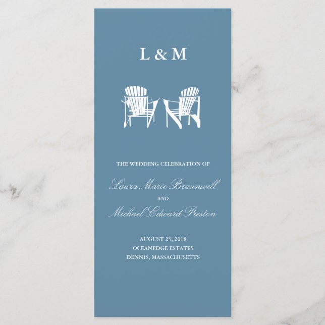 Programme de cérémonie des chaires Ocean Blue Adir (Devant)