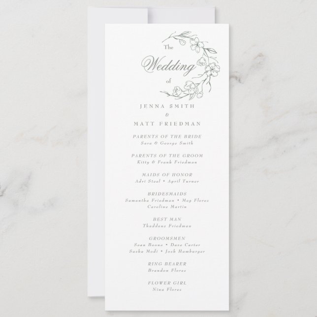 Programme de cérémonie des mariages (Devant)