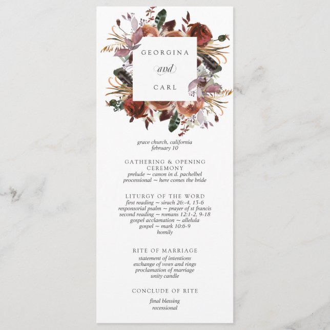 Programme de cérémonie des Mariages de Butterum &  (Devant)