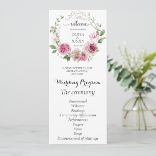 Programme de cérémonie des Mariages de couleur ros
