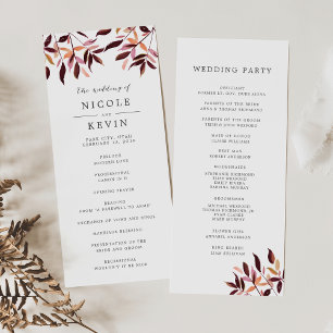 Programme de cérémonie des Mariages de la récolte