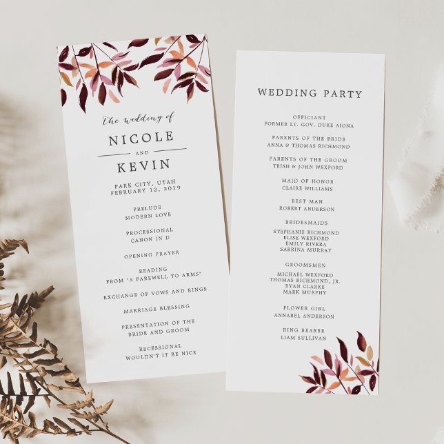 Programme de cérémonie des Mariages de la récolte (Créateur téléchargé)