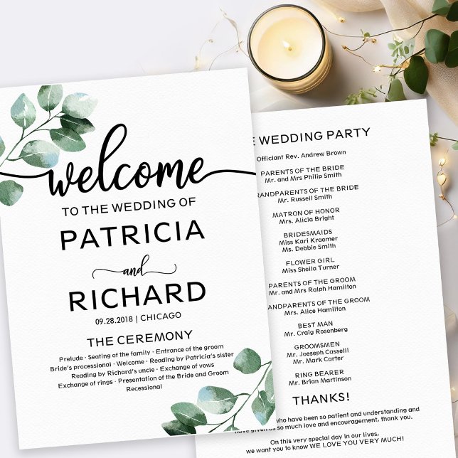 Programme de cérémonie des Mariages de verdure (Créateur téléchargé)