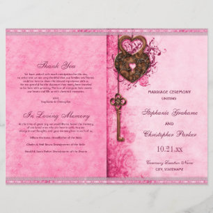 Programme de cérémonie des Mariages roses clés de