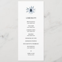 Programme de cérémonie du mariage de chardon bleu