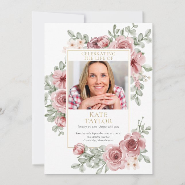 Programme de cérémonie funéraire florale Rose Pous (Devant)