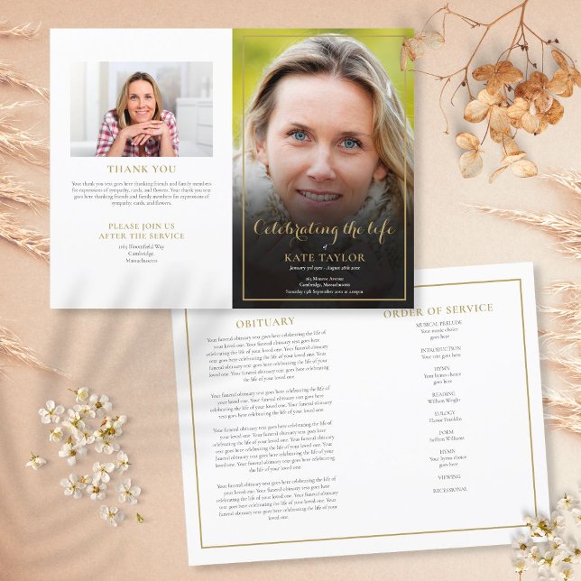 Programme de cérémonie funéraire personnalisé avec (Créateur téléchargé)