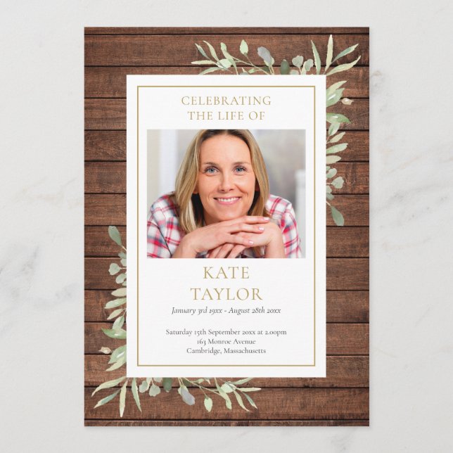 Programme de cérémonie funéraire Rustique Greenery (Devant)