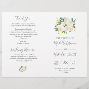 Programme de cérémonie mariage Crème Aquarelle Flo