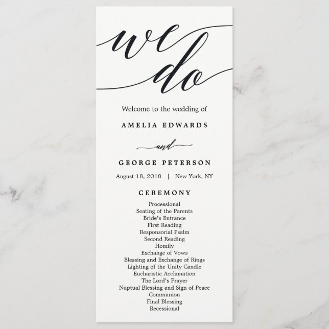 Programme de cérémonie Mariage de script moderne