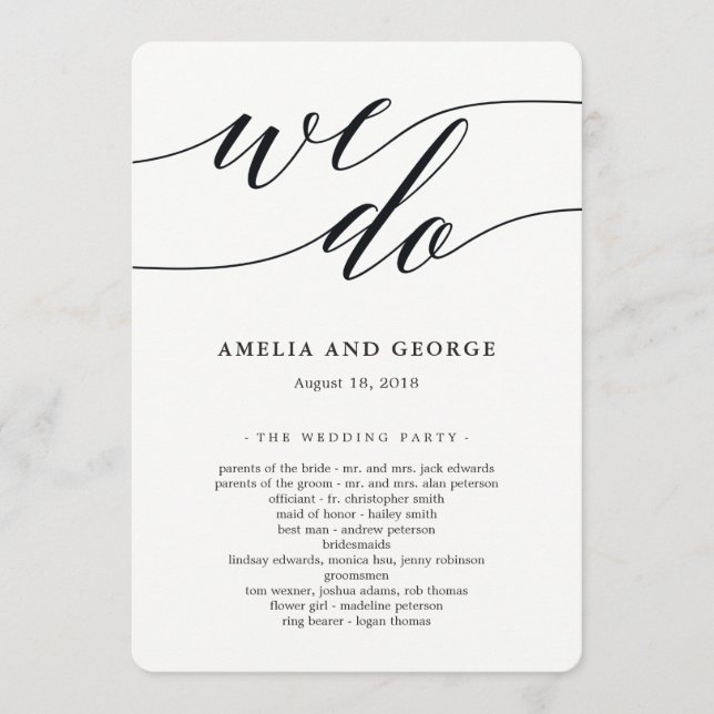 Programme de cérémonie Mariage de script moderne (Devant)