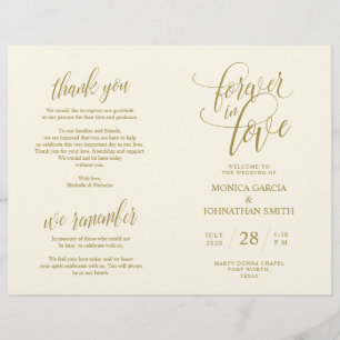Programme de cérémonie mariage Élégance Script Gol
