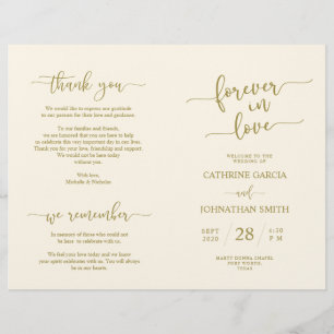 Programme de cérémonie mariage, Élégant Script Gol