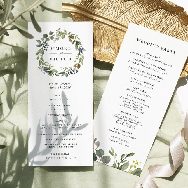 Programme de cérémonie Mariage Eucalyptus Grove (Créateur téléchargé)