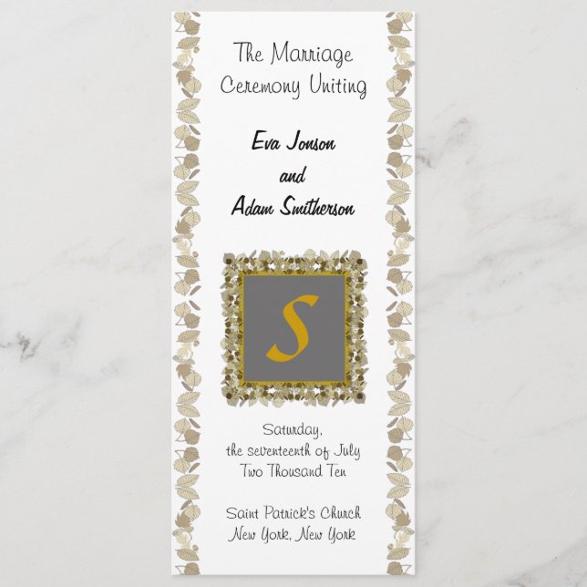 Programme de Cérémonie mariage Feuille d'or (Devant)