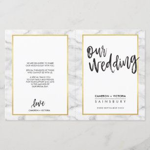 PROGRAMME DE CÉRÉMONIE mariage marbre gris or