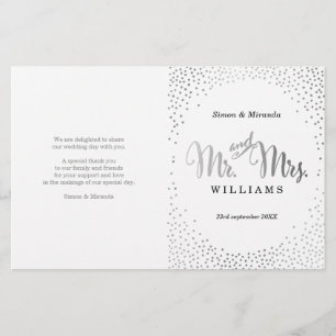 PROGRAMME DE CÉRÉMONIE mariage mini confetti argen