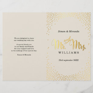 PROGRAMME DE CÉRÉMONIE mariage mini-confetti d'or