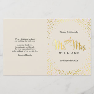 PROGRAMME DE CÉRÉMONIE mariage mini-confetti d'or