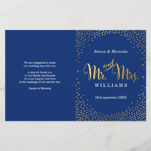 PROGRAMME DE CÉRÉMONIE mariage mini confetti d'or 