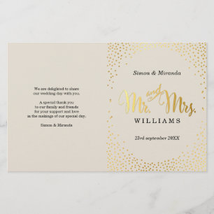 PROGRAMME DE CÉRÉMONIE mariage mini-confetti d'or