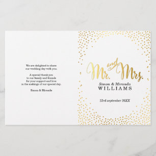 PROGRAMME DE CÉRÉMONIE mariage mini confetti en or