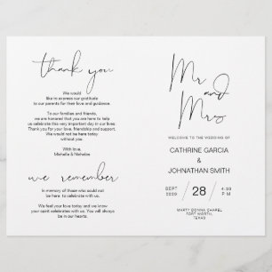 Programme de cérémonie mariage, minimaliste modern